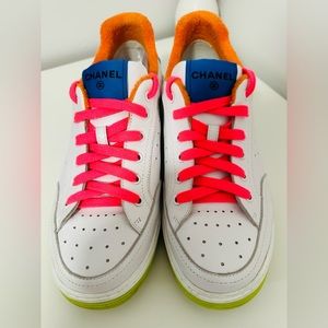CHANEL Leather Color Vibes White/Pink/Orange Sneakers | AUTHENTIC!